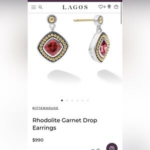 Lagos 18k and silver garnet drop earrings